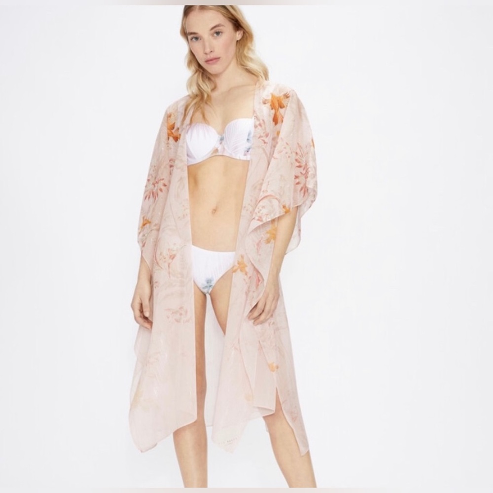 Ted Baker Pink Rhiaa Rhapsody Kimono Coverup Cardigan NWT One Size